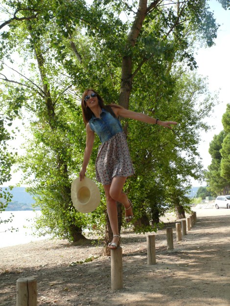 denim & floral dress